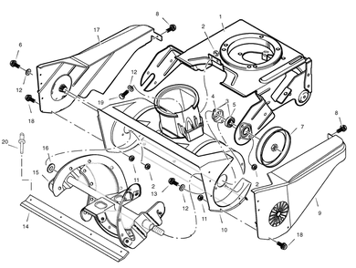Auger Components Diagram and Parts List for 6210701X54NB  Briggs and Stratton Snow Blower